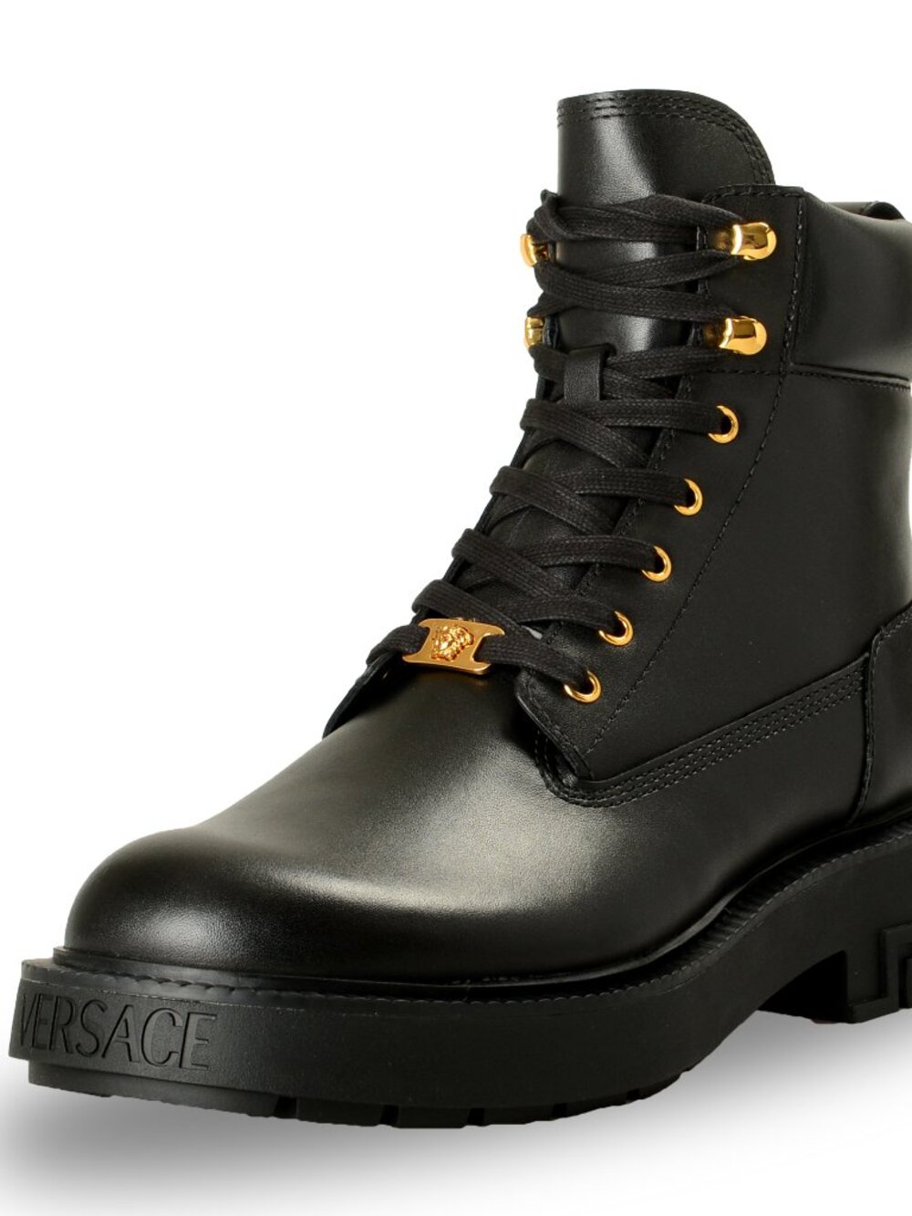 Versace Men's Black Leather Lace Up Boots Shoes US 8 IT 41